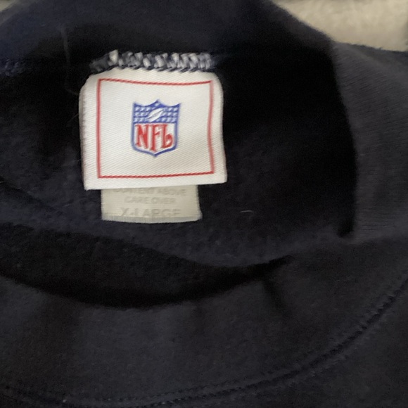 NFL Navy Patriots Crewneck Sweatshirt with Red Lettering - Picture 3 of 3